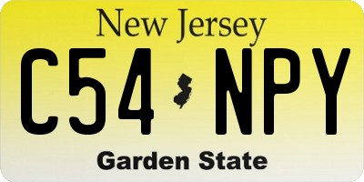 NJ license plate C54NPY