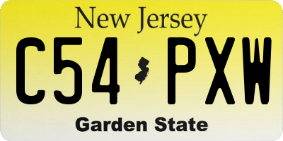 NJ license plate C54PXW