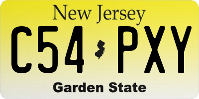 NJ license plate C54PXY