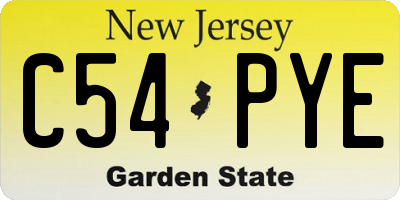 NJ license plate C54PYE