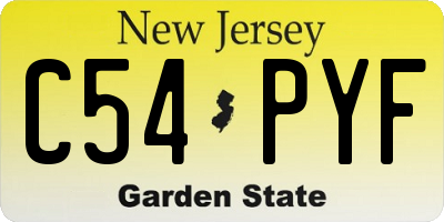 NJ license plate C54PYF