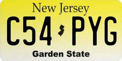 NJ license plate C54PYG