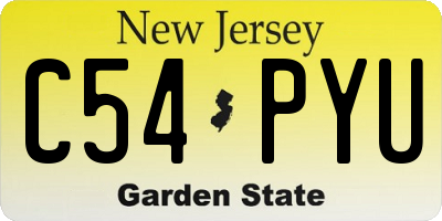 NJ license plate C54PYU