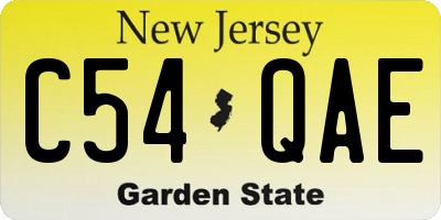 NJ license plate C54QAE