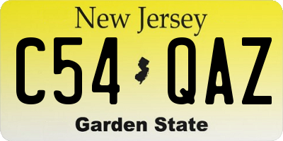NJ license plate C54QAZ