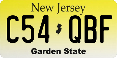 NJ license plate C54QBF