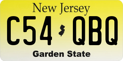 NJ license plate C54QBQ