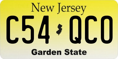 NJ license plate C54QCO