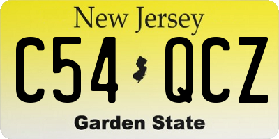 NJ license plate C54QCZ
