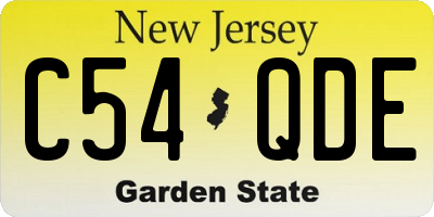 NJ license plate C54QDE