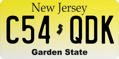 NJ license plate C54QDK