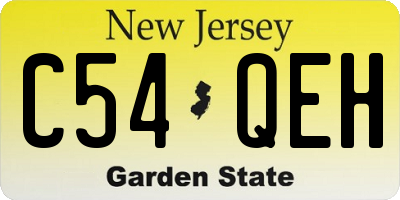 NJ license plate C54QEH