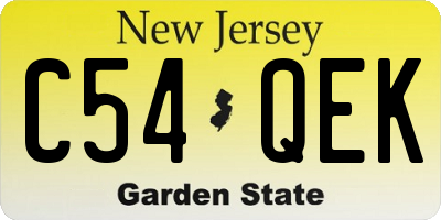 NJ license plate C54QEK