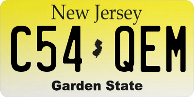 NJ license plate C54QEM