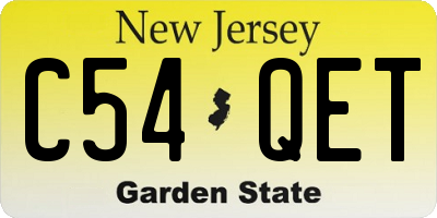NJ license plate C54QET