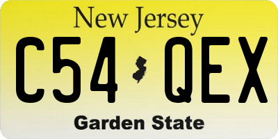 NJ license plate C54QEX