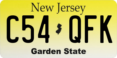 NJ license plate C54QFK