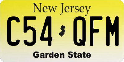 NJ license plate C54QFM