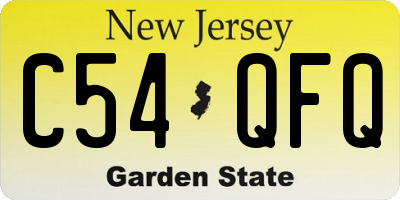 NJ license plate C54QFQ