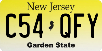 NJ license plate C54QFY