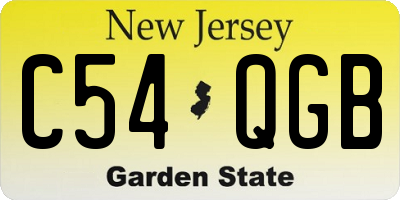 NJ license plate C54QGB