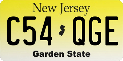 NJ license plate C54QGE