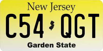 NJ license plate C54QGT