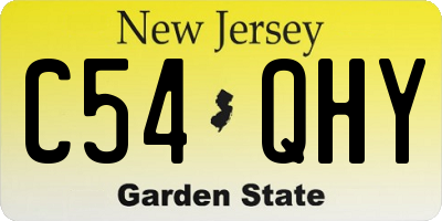 NJ license plate C54QHY