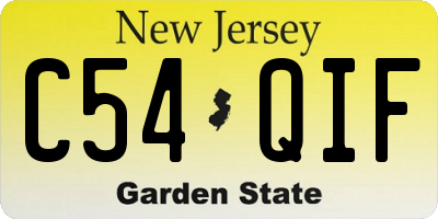 NJ license plate C54QIF