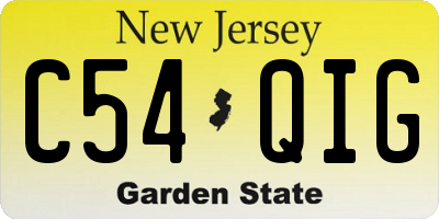NJ license plate C54QIG