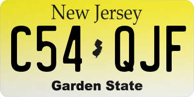 NJ license plate C54QJF