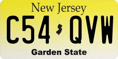 NJ license plate C54QVW