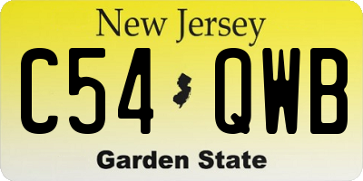 NJ license plate C54QWB