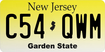 NJ license plate C54QWM