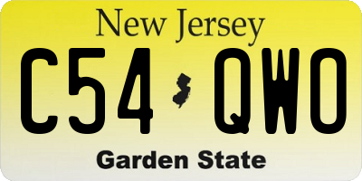 NJ license plate C54QWO