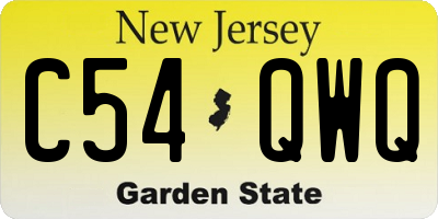 NJ license plate C54QWQ