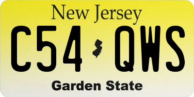 NJ license plate C54QWS