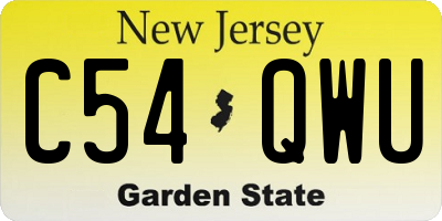 NJ license plate C54QWU