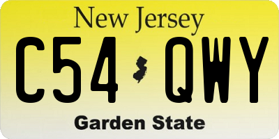 NJ license plate C54QWY