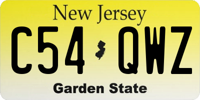 NJ license plate C54QWZ