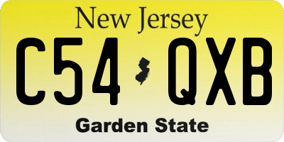 NJ license plate C54QXB