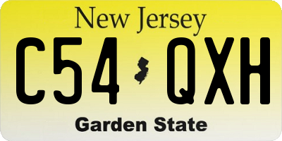 NJ license plate C54QXH