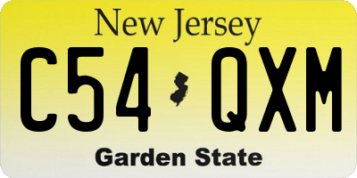 NJ license plate C54QXM