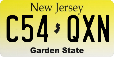 NJ license plate C54QXN