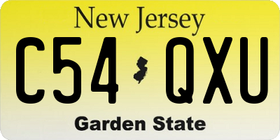 NJ license plate C54QXU