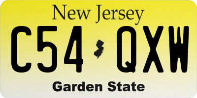 NJ license plate C54QXW