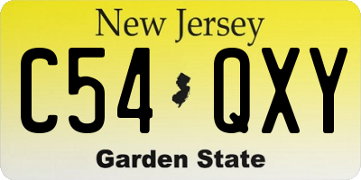 NJ license plate C54QXY