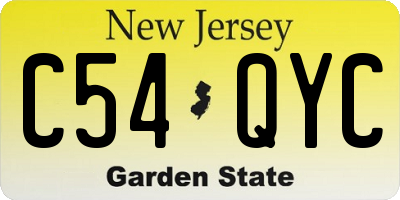 NJ license plate C54QYC