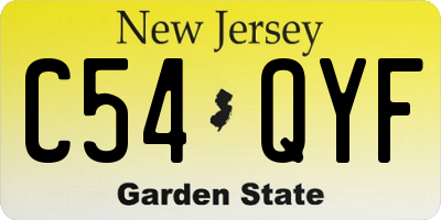 NJ license plate C54QYF