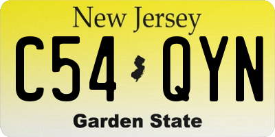 NJ license plate C54QYN